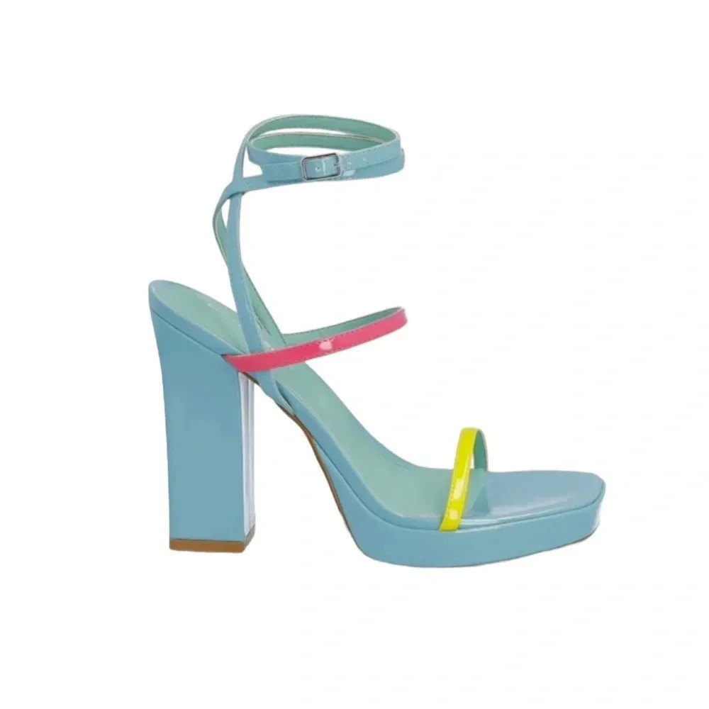 Marc Fisher Acres Heeled Platform Retro Ankle Wrap Tie Sandal Size 9.5 NWT